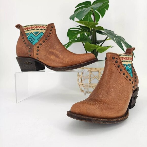 Miss Macie Women's Bobby Jean Brown Leather Southwest Boots Size 8 US - Picture 1 of 12